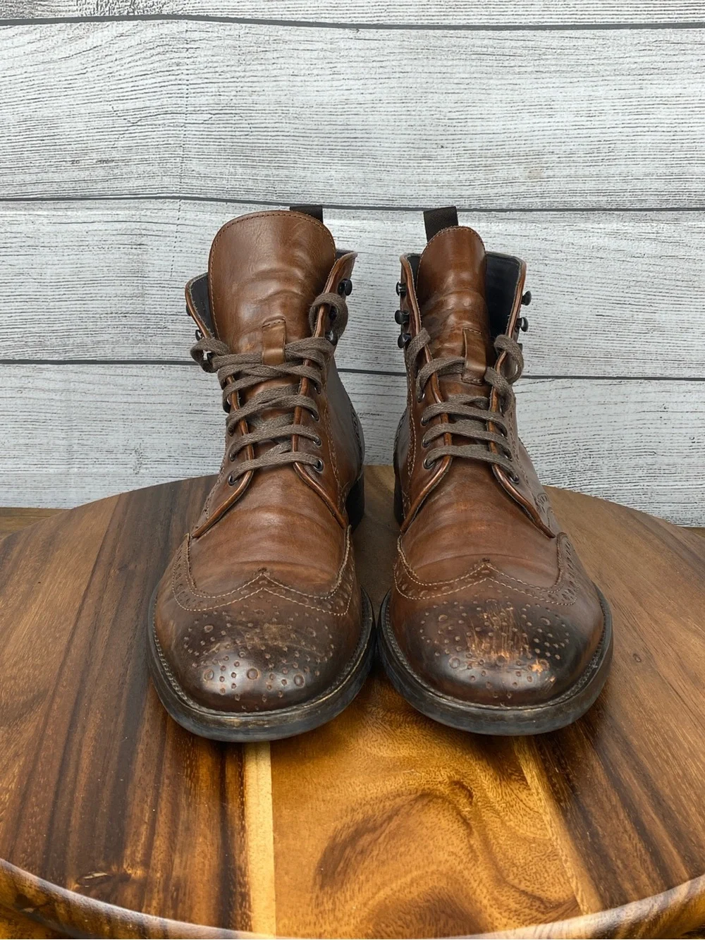 To Boot New‎ York Adam Derrick 79728 Brown Leather Wingtip Boots Lace up Mens 10